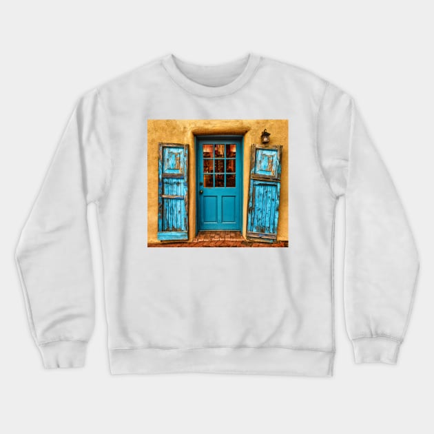 Santa Fe Turquois Door Crewneck Sweatshirt by jforno